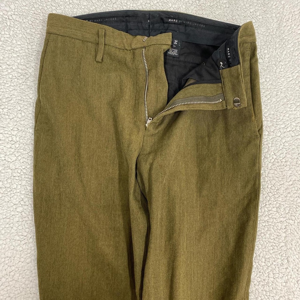 Marc by Marc Jacobs Olive Green Wool Cotton Ribbed Cuff Trousers 28x34